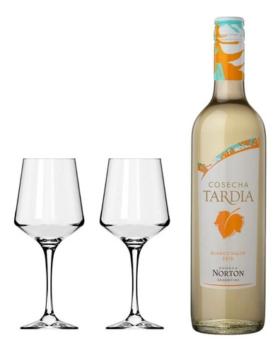 Imagen 1 de 6 de Vino Blanco Norton Cosecha Tardía 750 + Copa Brunello 490ml