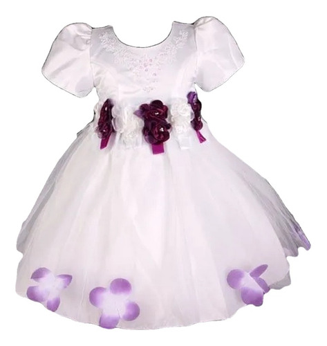 Vestido Infantil Festa Bebê Daminha  Flores Na Cintura