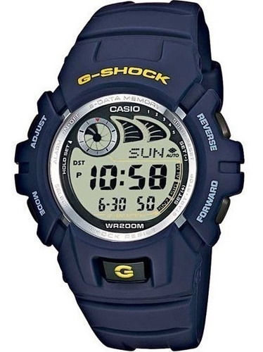Relógio Casio G-shock G-2900 200m 40 Memo 5 Alarmes G2900 Az Cor da correia Preto/Azul Cor do bisel Azul Cor do fundo Cinza