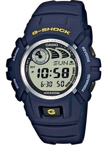 Reloj Casio G-shock G-2900, 200 m, 40, Memo, 5 alarmas, G2900 Az, color de la correa: negro/azul, color del bisel, azul, color de fondo gris