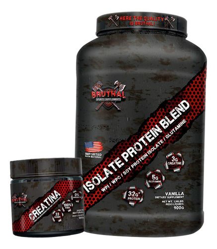 Whey Isolate Blend 900g + Creatina Pura - Bruthal Sports Sabor Cookies