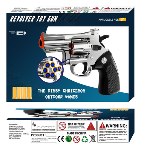Toy Gun Foam Blaster Soft Bullet Revolver Xuyongjun Silver