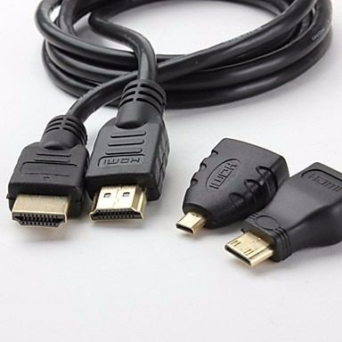 Imagem 2 de 5 de Cabo Hdmi 3 Em 1 Adaptador Hdmi Micro E Mini 1.5m 1080p