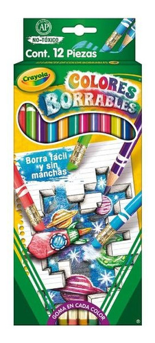 Lápices De Colores Crayola Borrables Fácil Borrado 12 Piezas