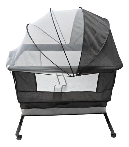 Cuna Para Bebe De Doblae Soporte Con Mosquitero Gris Oscuro