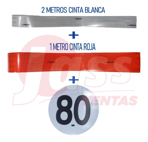 Combo Cinta Reglamentaria Velocidad 2m Blanca 1m Roja Vtv