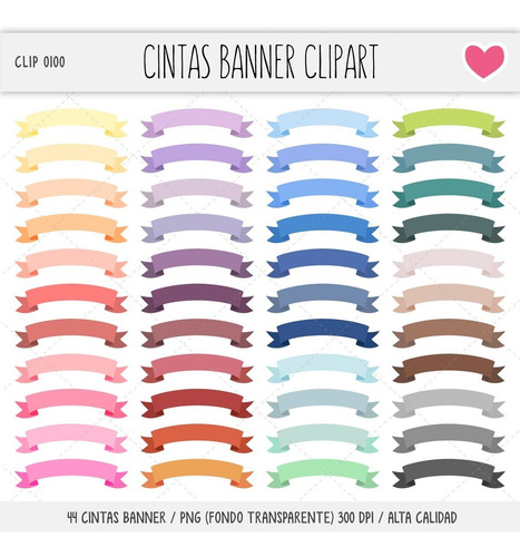 Kit De Imágenes Cintas Banner Clipart Formato Png - C0100