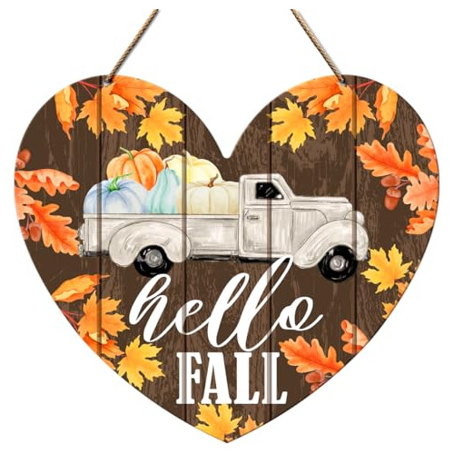 Hello Fall Wall Door Sign Decor, Fall Pumpkin Decoratio...