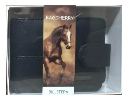 Billetera Hombre Tarjetas Cuero Pu - 100% Bagcherry Practica Color Negro Diseño De La Tela Lisa