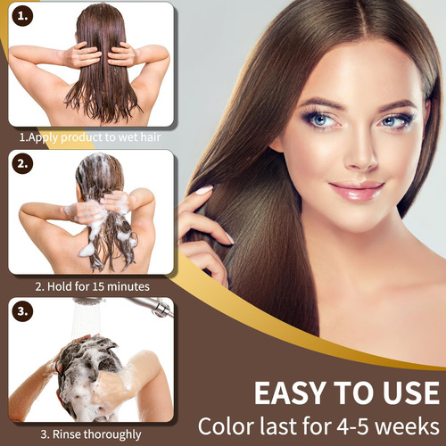 Cosmtek Champú Para Tinte De Cabello Marrón Oscuro Para Cabe