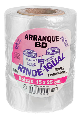 Bolsa Arranque 15x25 Transparente Cristal Bd Rol Rinde Igual