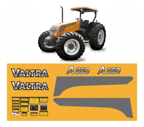 Kit Adesivo Faixas Compatível Trator Valtra A850 + Etiquetas