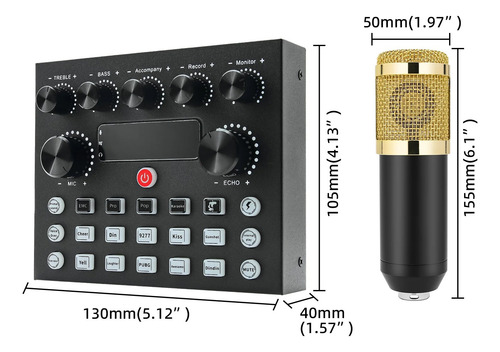 Dispositivo De Áudio Portátil V8s Audio Mixer Placa De Som E