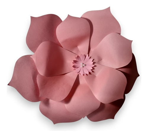 Flores Gigantes De Papel Decos Eventos Ambientaciones ( 5 U) Modelo 2 Pétalos. 20 Cm. Tono Rosa