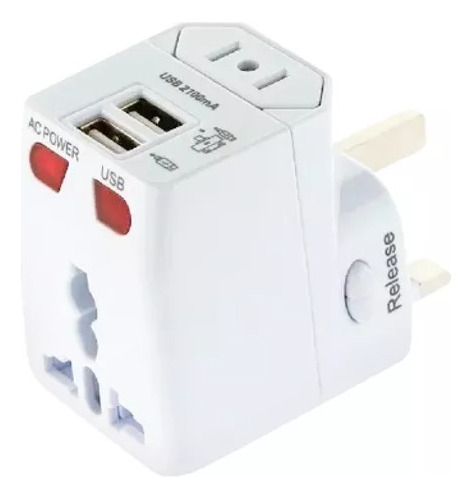 Adaptador Universal Treqa Para Viaje Con 2 Usb