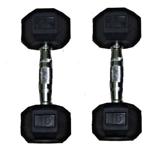 Par De Mancuernas Hexagonales 10 Libras Caucho Gym Croosfit