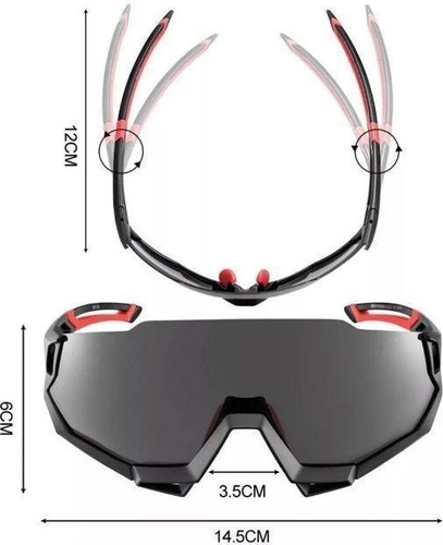 Imagem 2 de 7 de Óculos Ciclismo Bike 5 Lentes + Suporte Grau Kit Completo