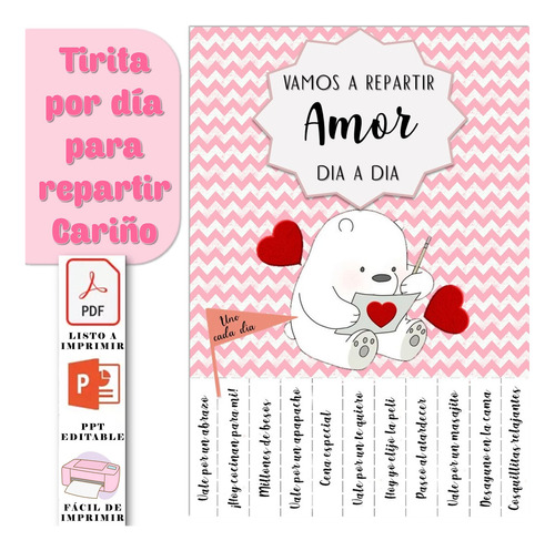 Imprimible San Valentín Cartelito Amor Todos Los Días