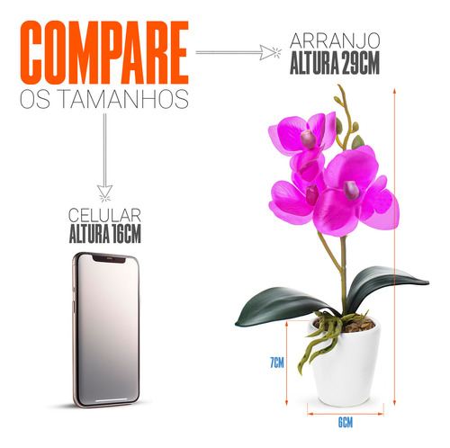 Arranjo De Flores Artificiais Realistas Orquidea Artificial Cor Pink