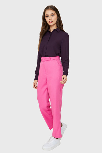 Imagen 2 de 6 de Blusa Básica Botonera Invisible Morado Nicopoly
