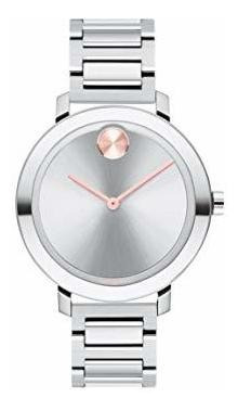 Reloj Movado Para Mujer De Cuarzo Color Plateado Caja Y