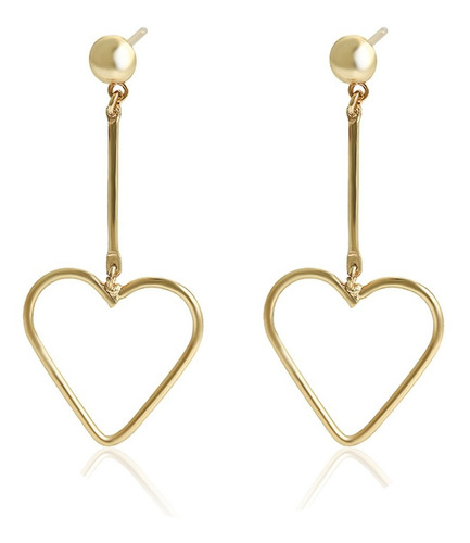 Aretes Colgante Oro 14k Lam Corazón Calidad Premium Mujer