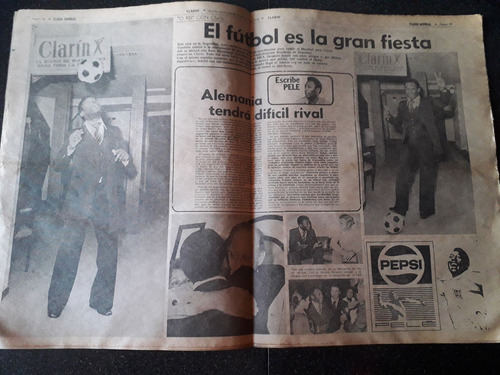 Diario Clarín 1/6 1978 Mundial 78 Argentina Videla Pele Fútb