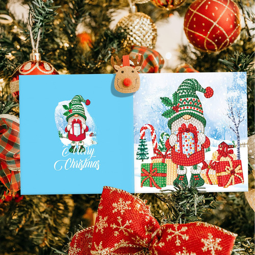 Huacan Tarjetas De Navidad 5d Diy Diamond Pintura Redonda De