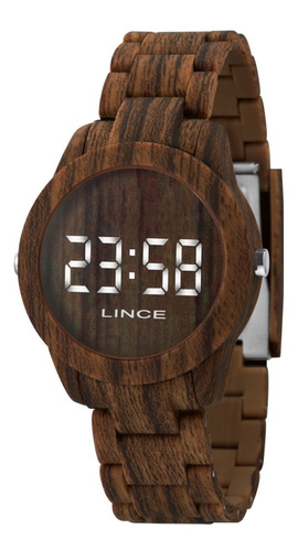 Relógio Lince Feminino Led Branco Madeira/wood Mdp4614p