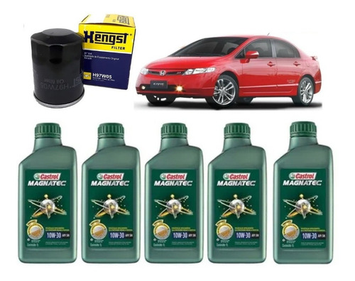 Kit Troca Óleo Castrol 10w30 Honda Civic Si 2.0 H97w05 