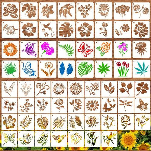 66 Pcs Plantillas Pintar Madera Reutilizables, Plantill...