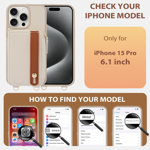 Funda Tipo Cartera Lameeku Para iPhone 15 Pro Con Tarjetero De 6.1 Pulgadas