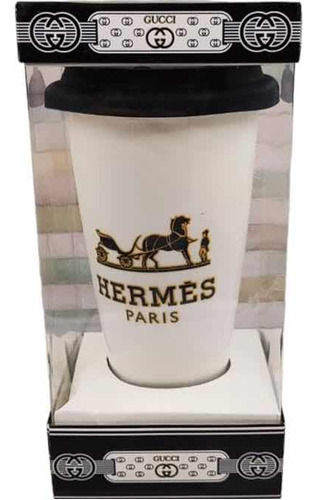 Vaso Taza Térmico Y Fondo De Porcelana Hermes París