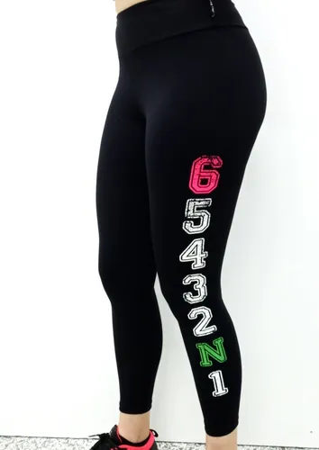 Calça Feminina Moto Legging Marchas Cós Alto Preta