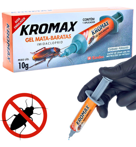 Kit Com 3 Veneno Gel Mata Barata Kromax Repelente Inseticida