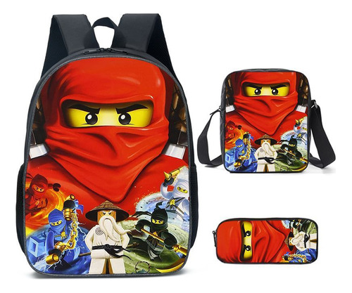 Mochila Escolar Ninjago De 3 Piezas