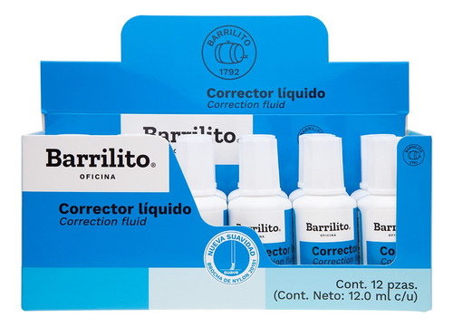 Corrector Líquido Aplicador De Esponja Barrilito Caja C/12