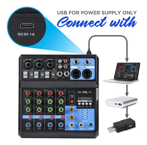 Mesa De Sonido Dj Mixers Con Mezclador De Audio De 5 Canales