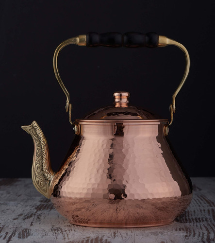 Tetera Grande De Cobre Martillada Hecha A Mano 2.8l