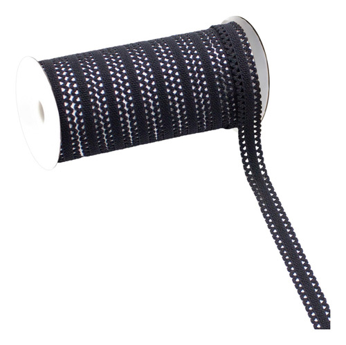 Cinta De Encaje Elástico De 10 Yardas (12 Mm) De Negro