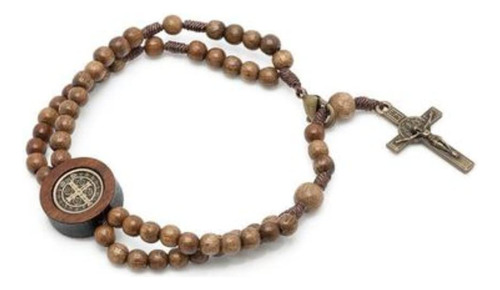 Pulseira Terco Mad Imbuia 4mm Cruz Sao Bento Catolico