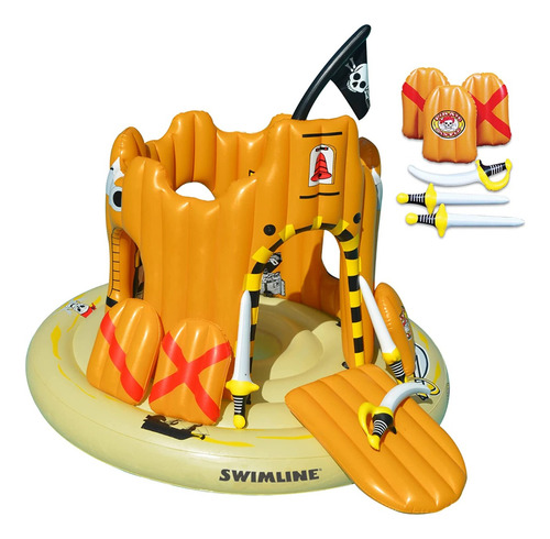 Castillo Pirata Inflable C/ Espadas Y Escudos Alberca 1.35m