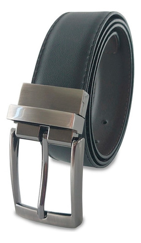 Cinturon De Piel Genuina Para Hombre, Piel 100% Bovino Color Negro/café Oscuro Talla 36