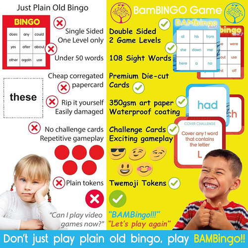 Juego De Bingo De Palabras Para Kindergarten Y 1er Grado