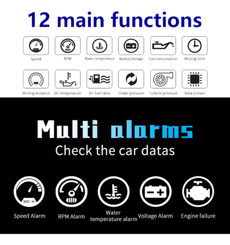 L Aviso Digital De Velocidade De Temperatura Obd2 P10 Hud