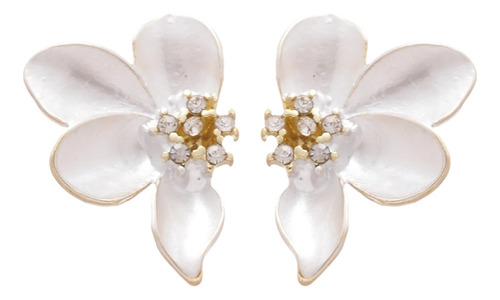 Pendientes De Tuerca Plateados Con Forma De Flor De Circonio