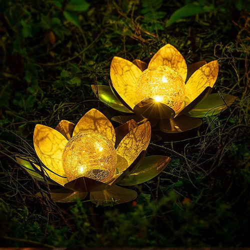2 Jardín Al Aire Libre Luz Solar Ámbar Craquelado Cristal