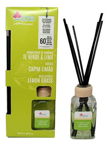 Aromatizante En Varitas Te Verde Y Lima 50 Ml Ona