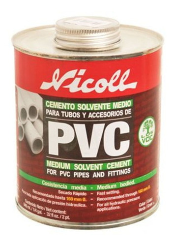 Adhesivo Pegamento Para Pvc Nicoll 473ml