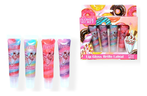 Set 4 En 1 Lip Gloss Brillo Labial Rico Dulce